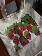 Load image into Gallery viewer, La Fraise Hand Painted Tote

